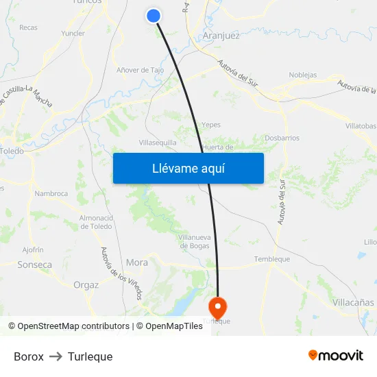 Borox to Turleque map