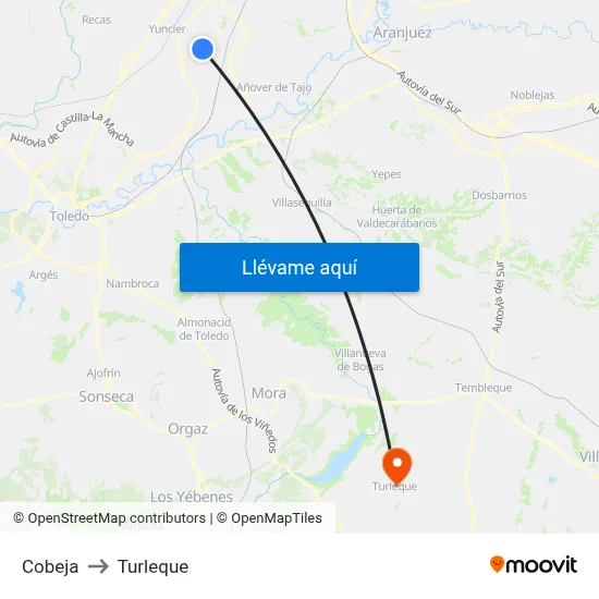 Cobeja to Turleque map