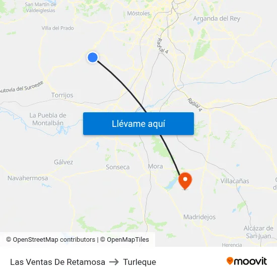 Las Ventas De Retamosa to Turleque map