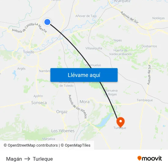Magán to Turleque map