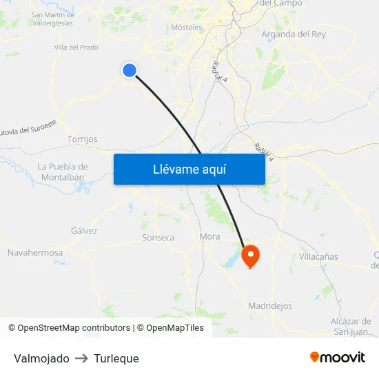 Valmojado to Turleque map