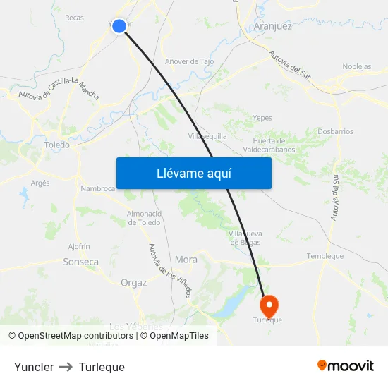 Yuncler to Turleque map