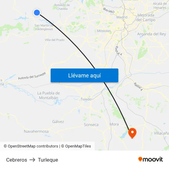 Cebreros to Turleque map