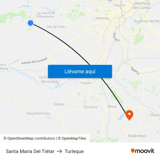 Santa María Del Tiétar to Turleque map