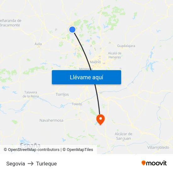 Segovia to Turleque map