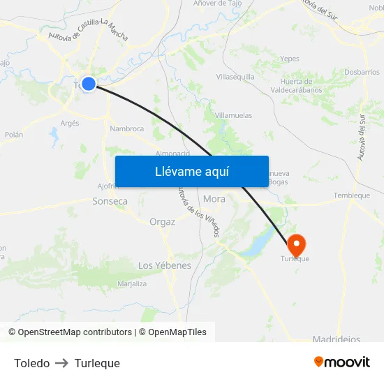 Toledo to Turleque map