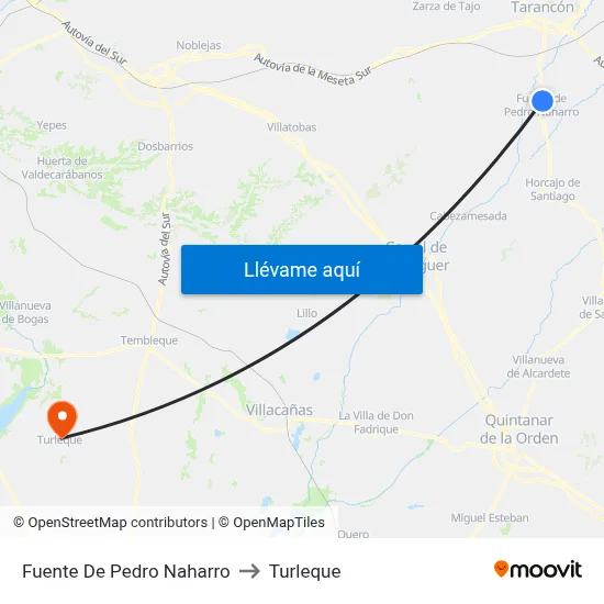 Fuente De Pedro Naharro to Turleque map