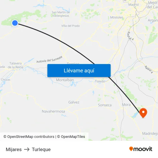 Mijares to Turleque map