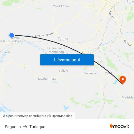 Segurilla to Turleque map