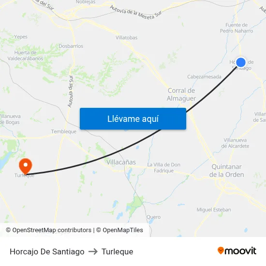 Horcajo De Santiago to Turleque map