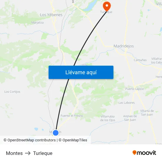 Montes to Turleque map
