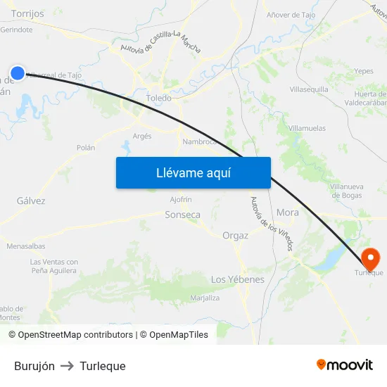 Burujón to Turleque map