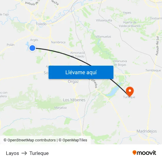 Layos to Turleque map