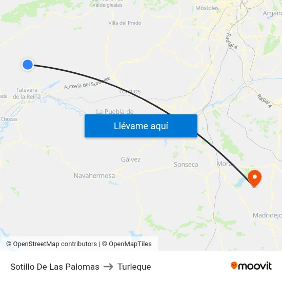 Sotillo De Las Palomas to Turleque map