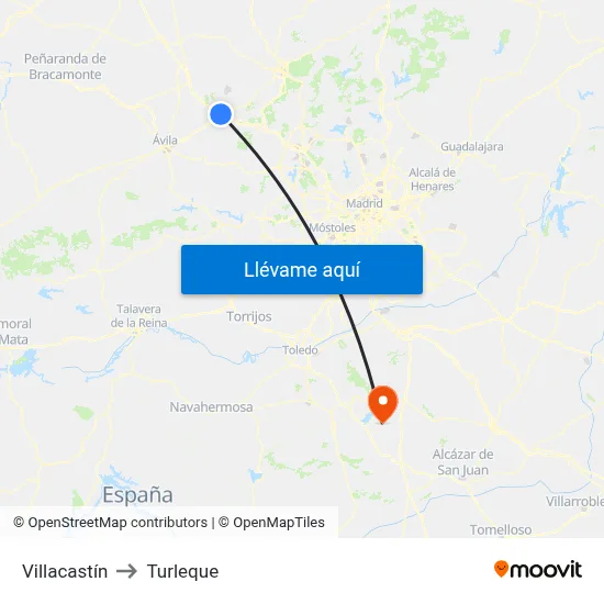 Villacastín to Turleque map