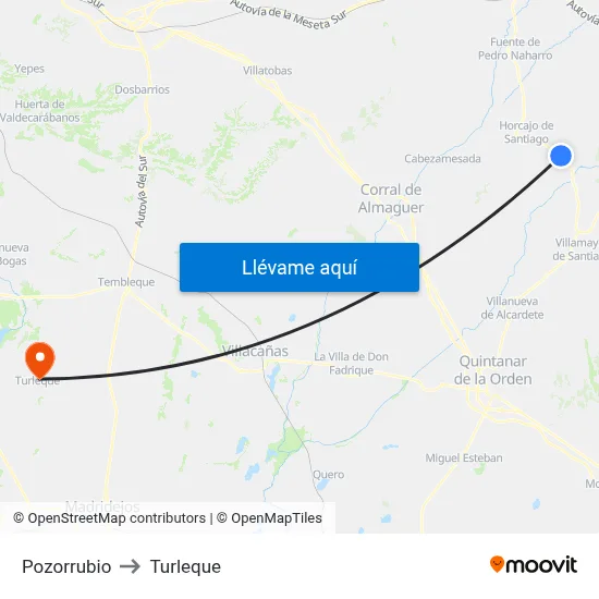 Pozorrubio to Turleque map