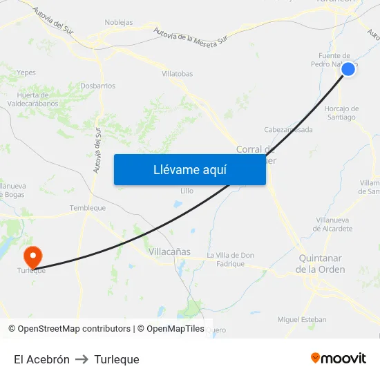 El Acebrón to Turleque map