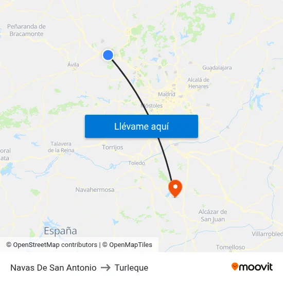 Navas De San Antonio to Turleque map
