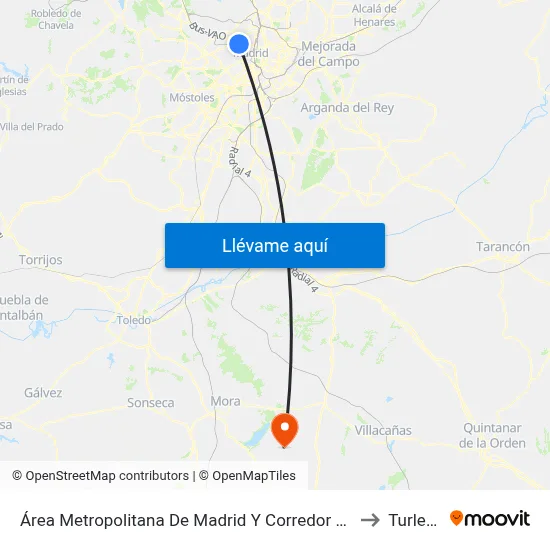Área Metropolitana De Madrid Y Corredor Del Henares to Turleque map