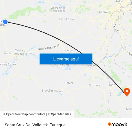 Santa Cruz Del Valle to Turleque map