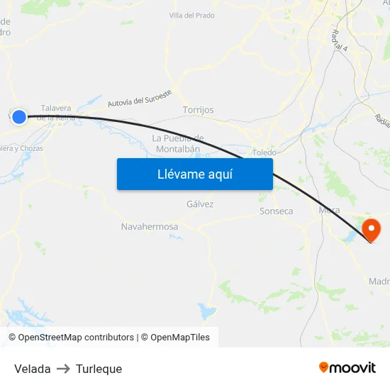 Velada to Turleque map