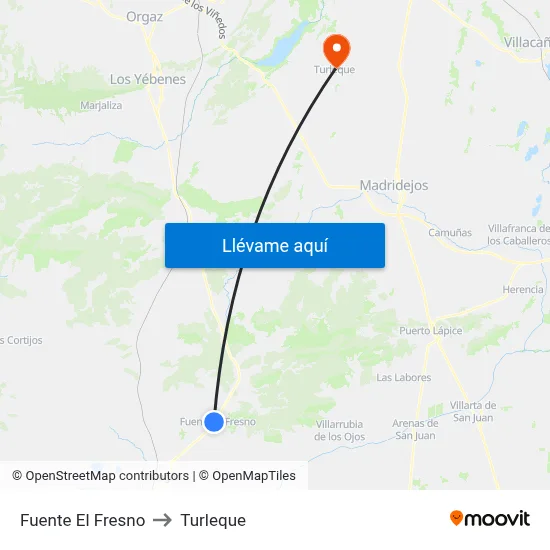 Fuente El Fresno to Turleque map