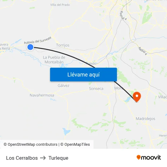 Los Cerralbos to Turleque map