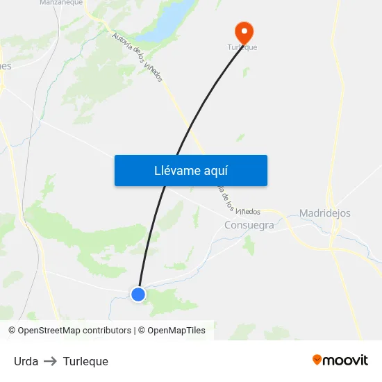 Urda to Turleque map