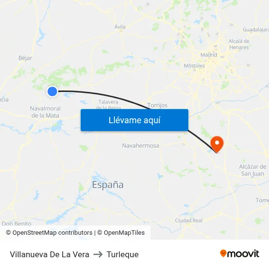 Villanueva De La Vera to Turleque map