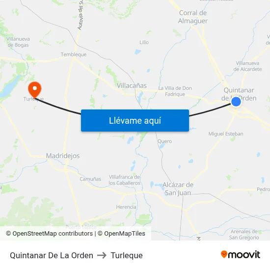 Quintanar De La Orden to Turleque map