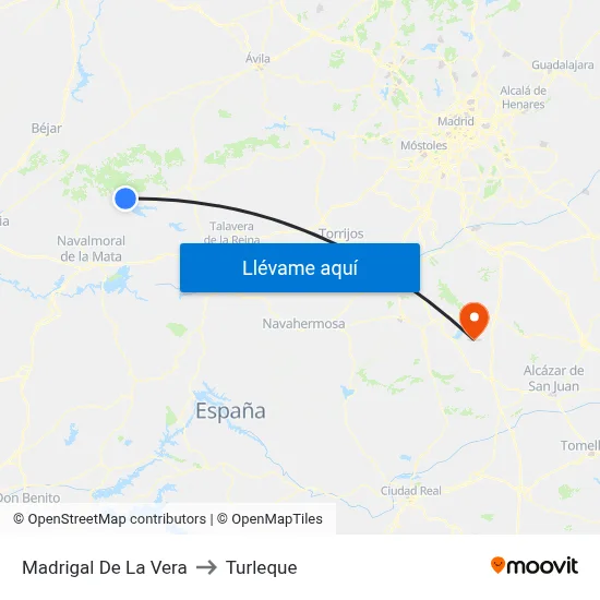 Madrigal De La Vera to Turleque map
