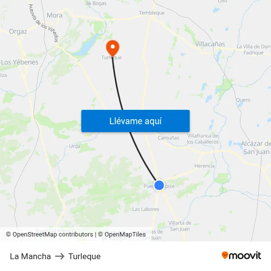 La Mancha to Turleque map