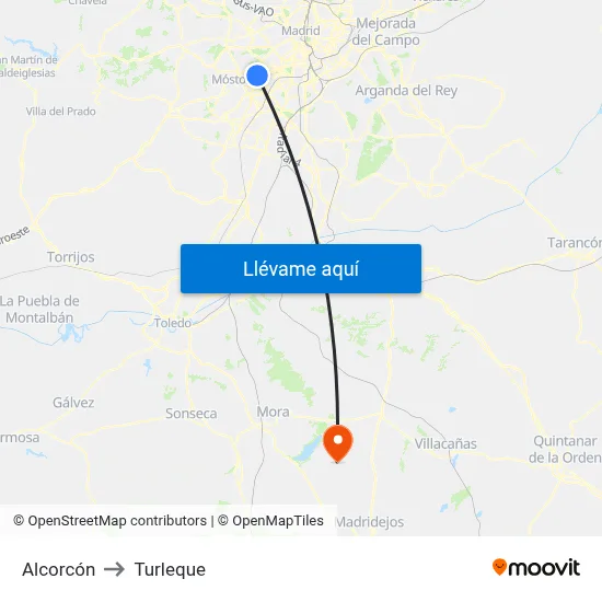 Alcorcón to Turleque map