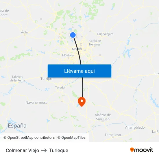 Colmenar Viejo to Turleque map