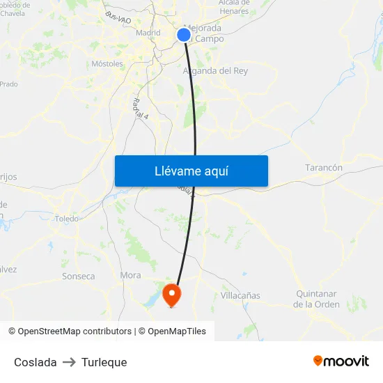 Coslada to Turleque map