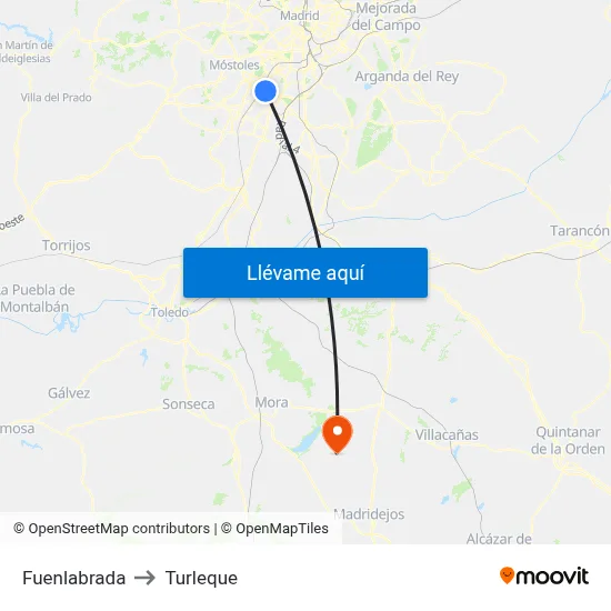 Fuenlabrada to Turleque map