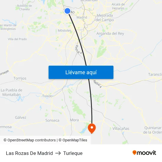 Las Rozas De Madrid to Turleque map