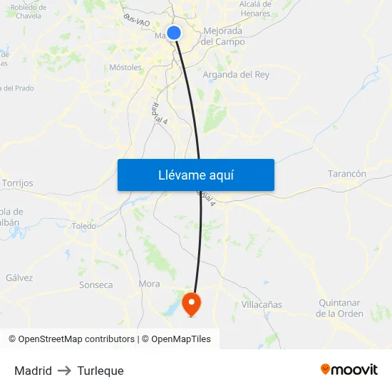 Madrid to Turleque map