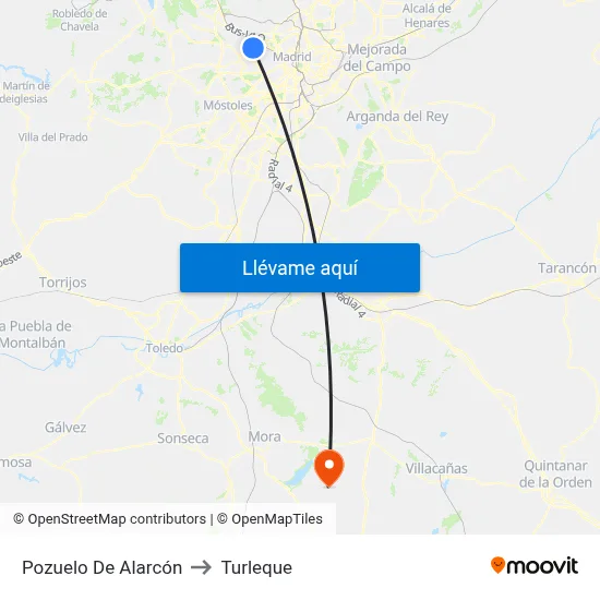Pozuelo De Alarcón to Turleque map
