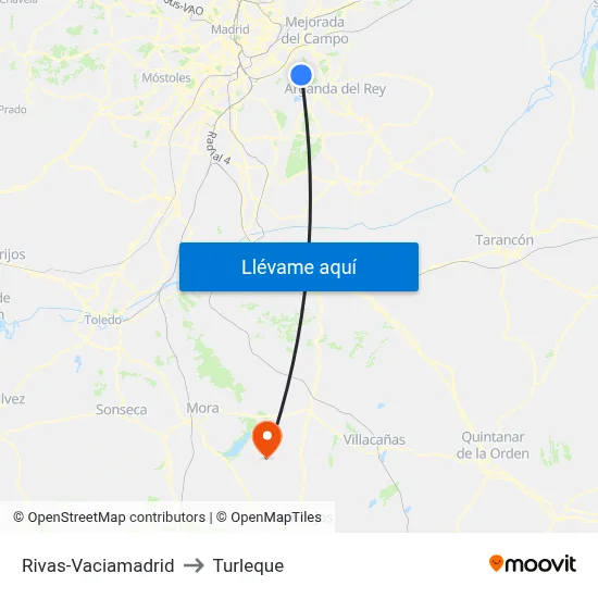 Rivas-Vaciamadrid to Turleque map