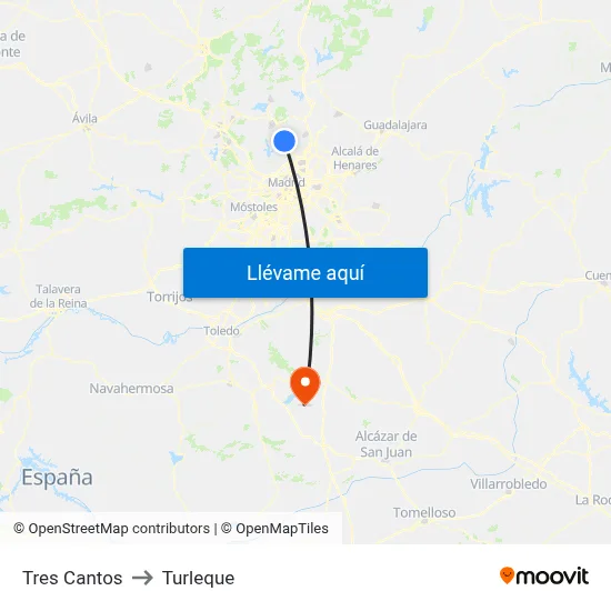 Tres Cantos to Turleque map