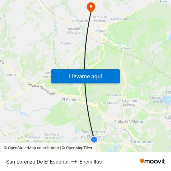 San Lorenzo De El Escorial to Encinillas map