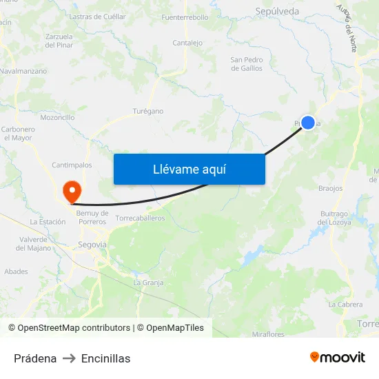 Prádena to Encinillas map