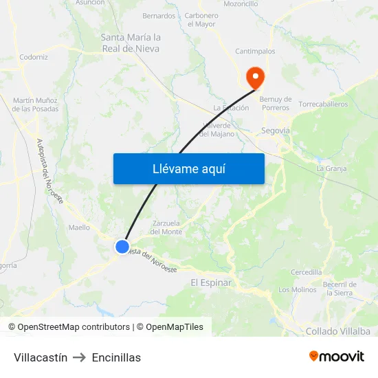 Villacastín to Encinillas map