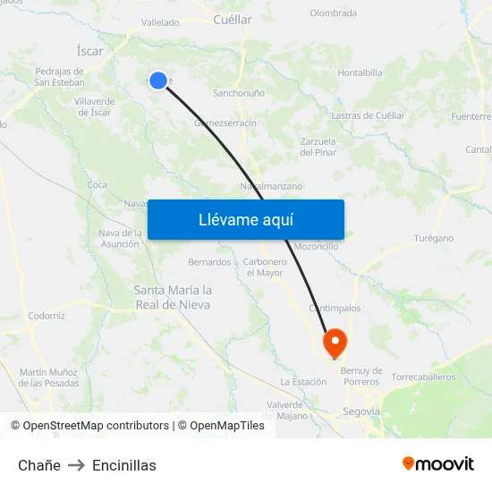 Chañe to Encinillas map