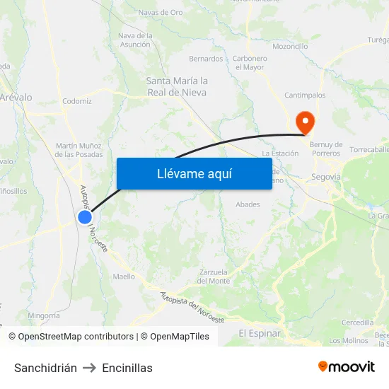 Sanchidrián to Encinillas map
