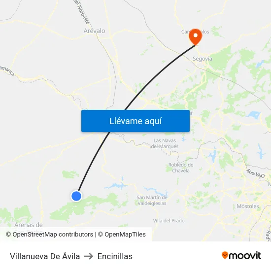 Villanueva De Ávila to Encinillas map