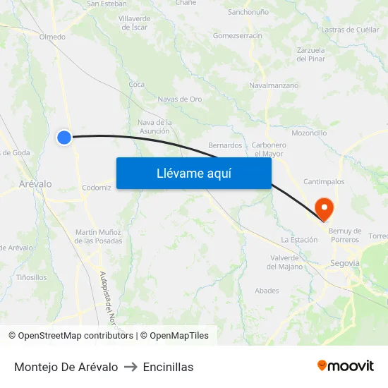 Montejo De Arévalo to Encinillas map