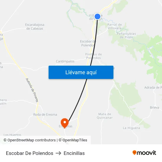 Escobar De Polendos to Encinillas map
