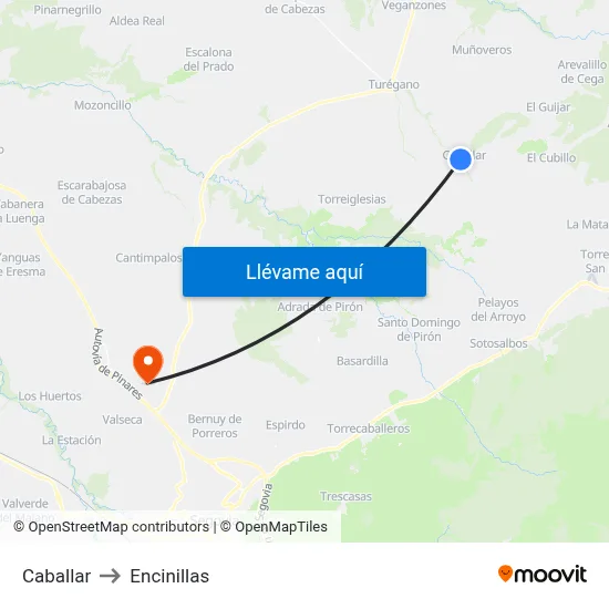 Caballar to Encinillas map